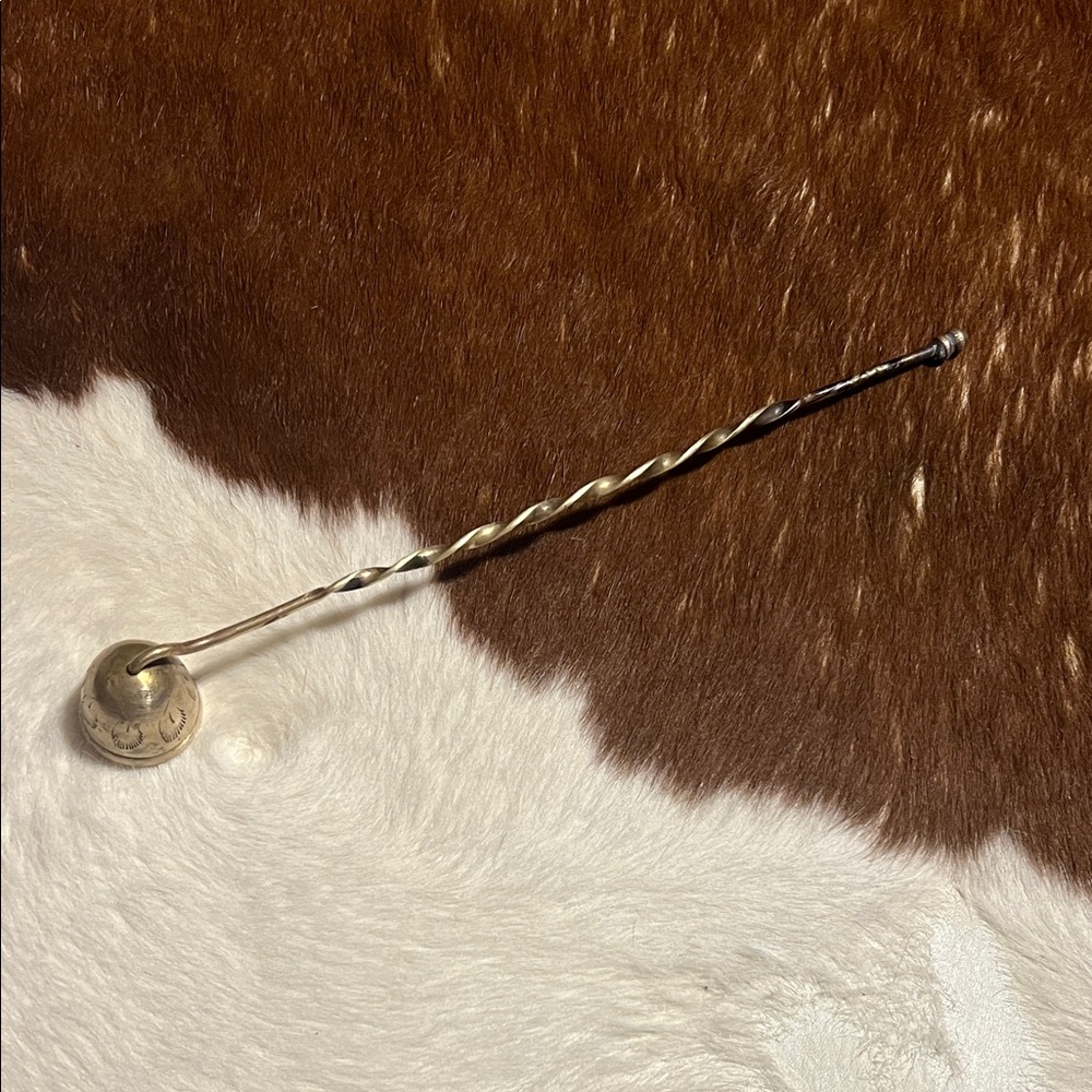 Vintage Twisted Brass Candle Snuffer - 10 inches long